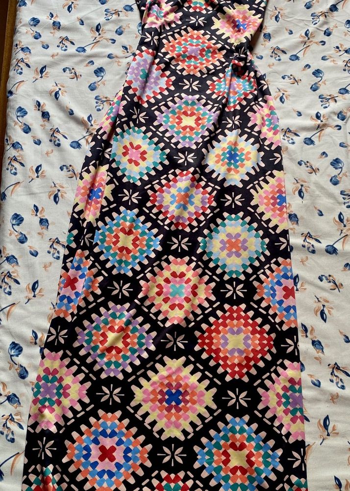 New Me Multi Colour Dress With Back Tie