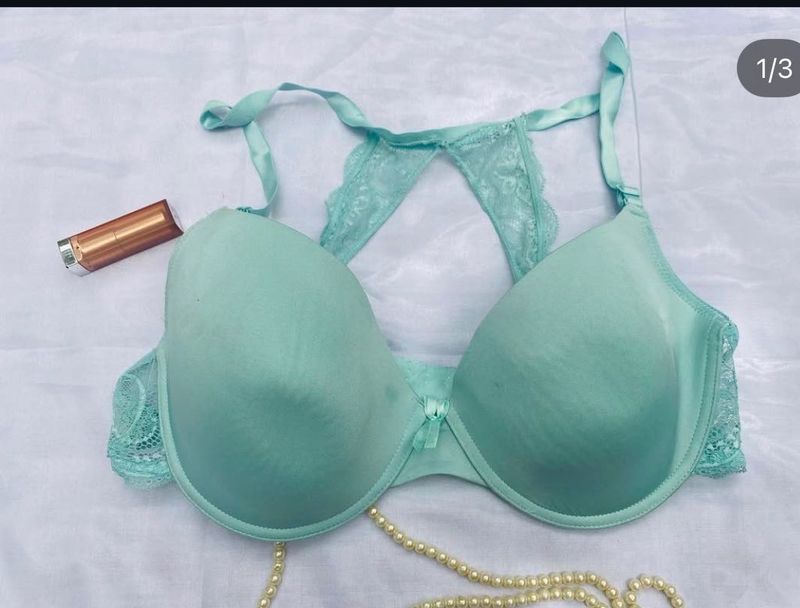 Green Bra with Lace Detail