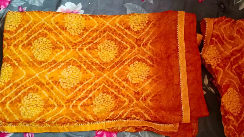 Bandhani Saree - Yellow &amp; Orange