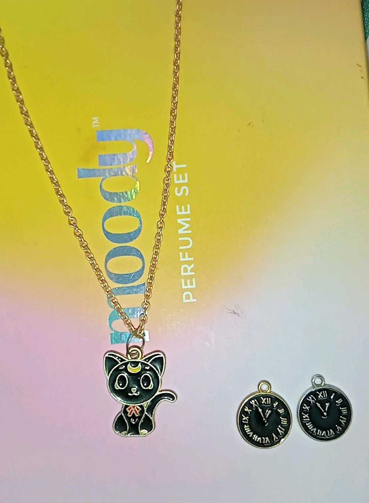 Cute Cat Necklace &amp; Earrings Set