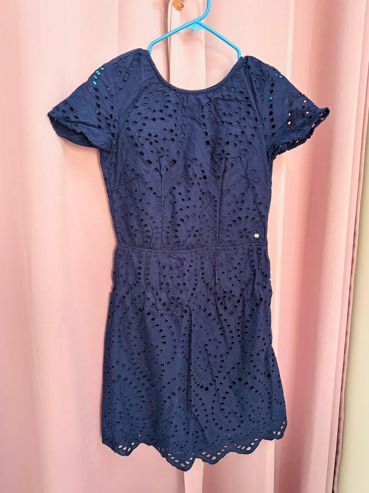 Nuon Navy Blue Eyelet Dress