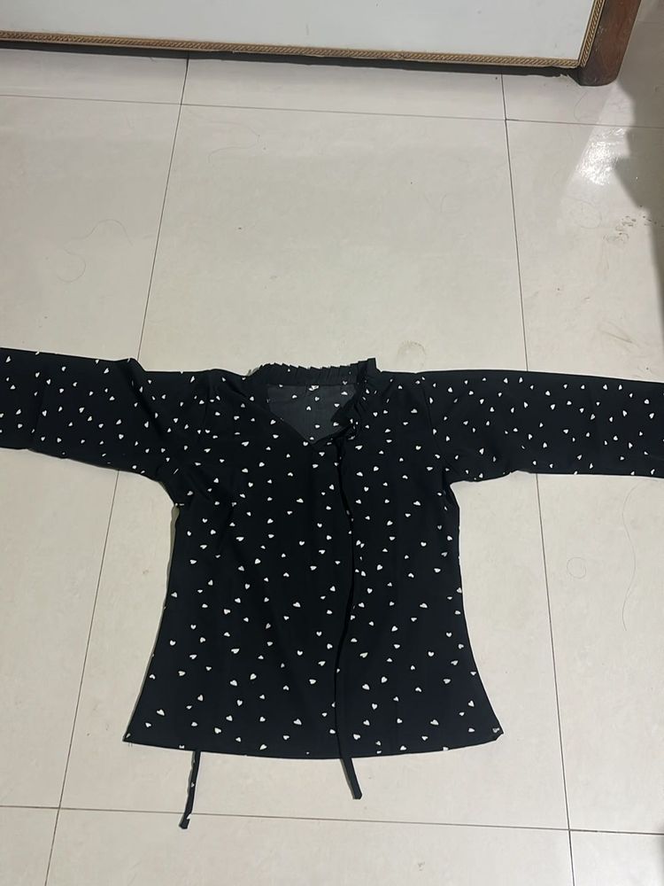 Black Polka Print Top