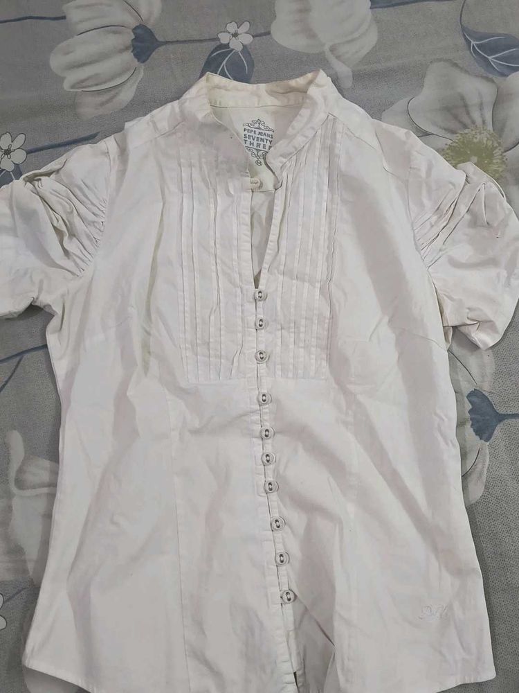 Elegant White Button-Down Top