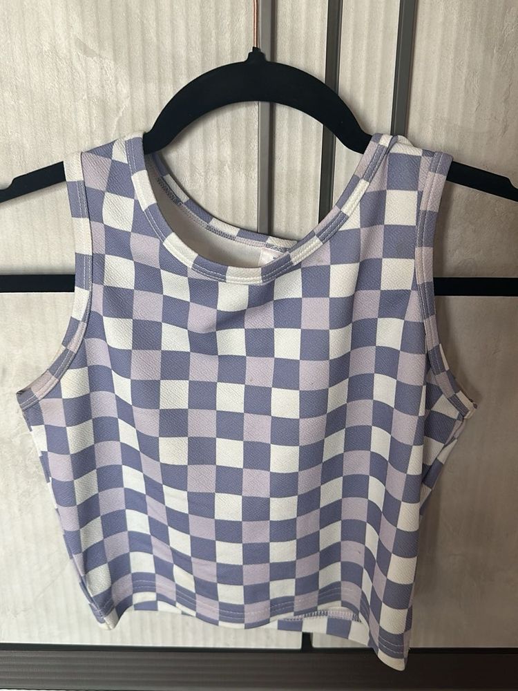 Checkered Crop Tank Top