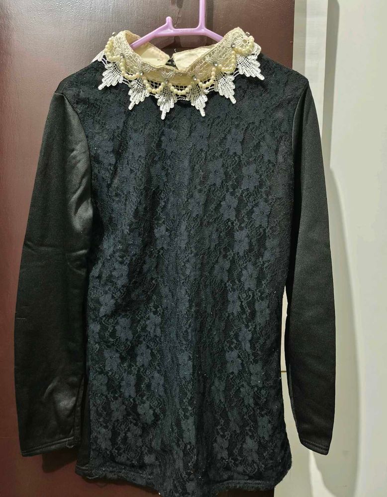 Elegant Lace &amp; Trimmed Blouse