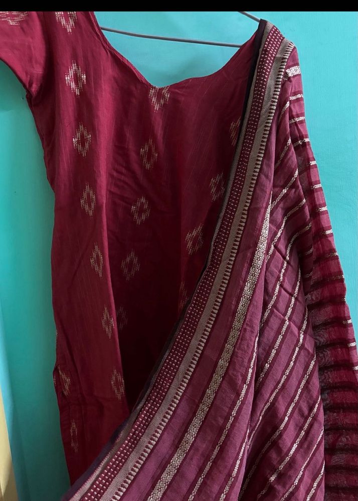 Maroon Cotton Saree