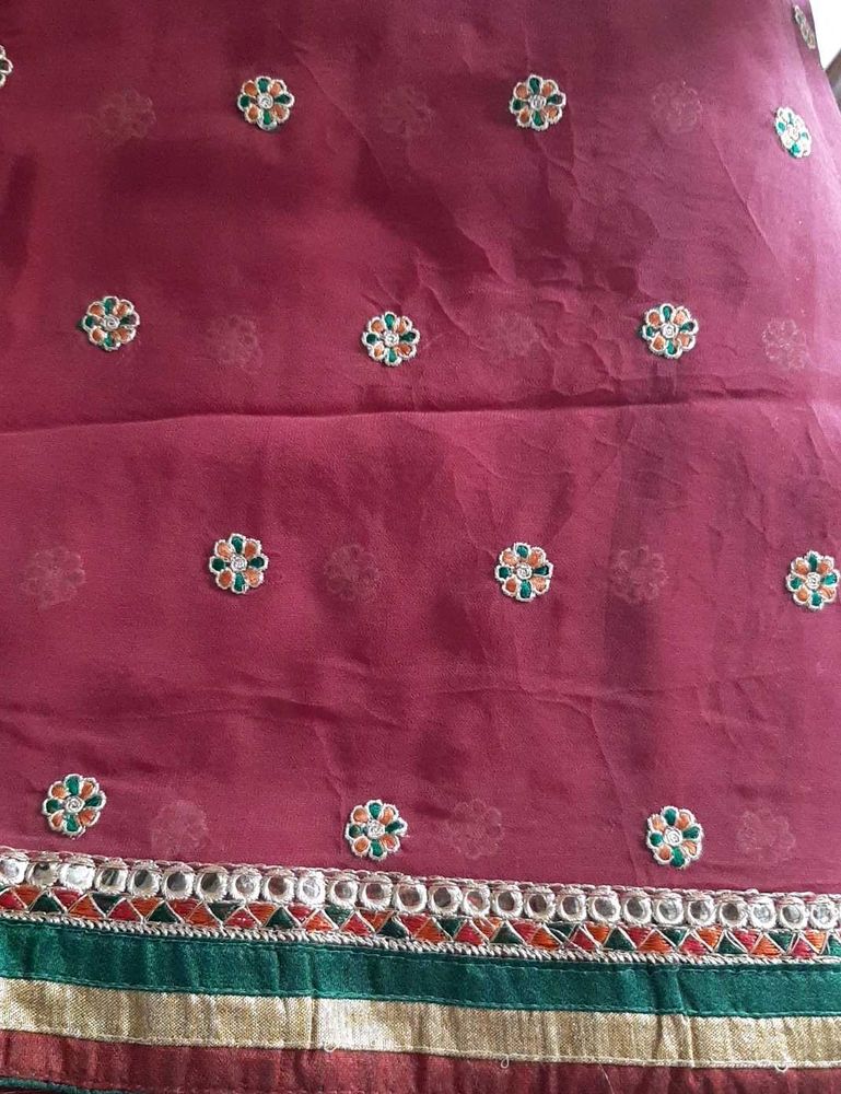 Maroon Embellished Saree