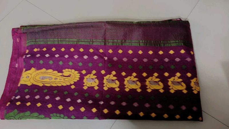 Purple &amp; Gold Patterned Saree