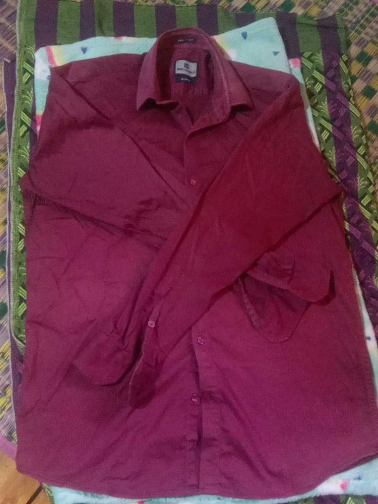 Burgundy, Navy Blue Casual Shirt