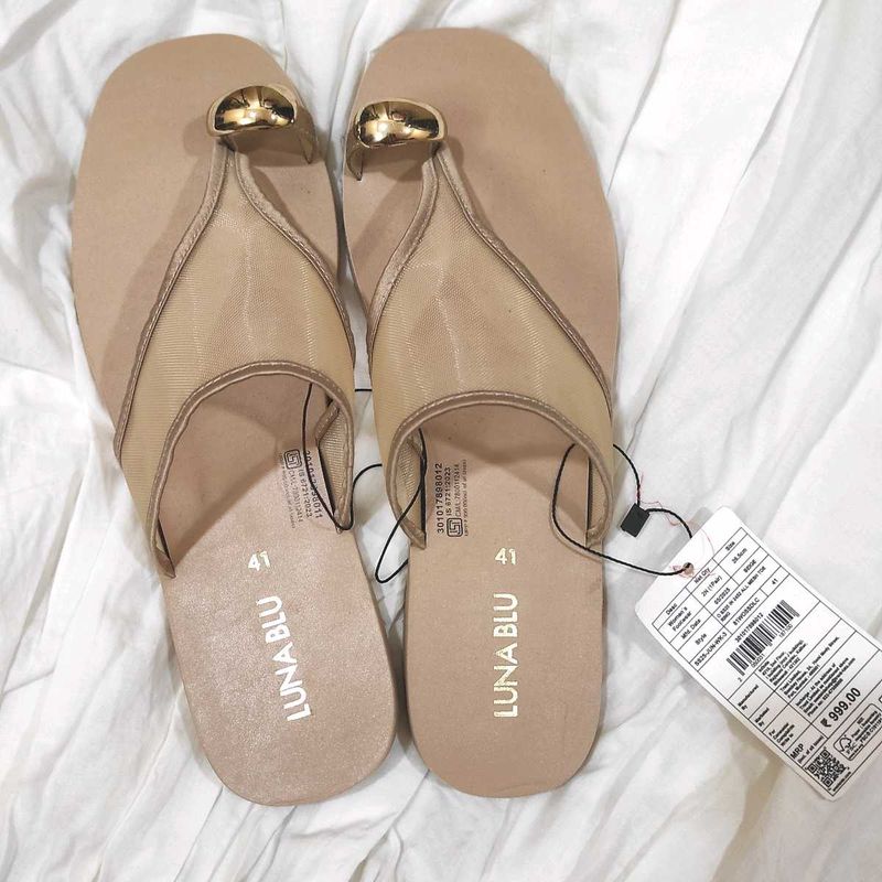 Luna Blu by Westside beige mesh toe-ring Sandals