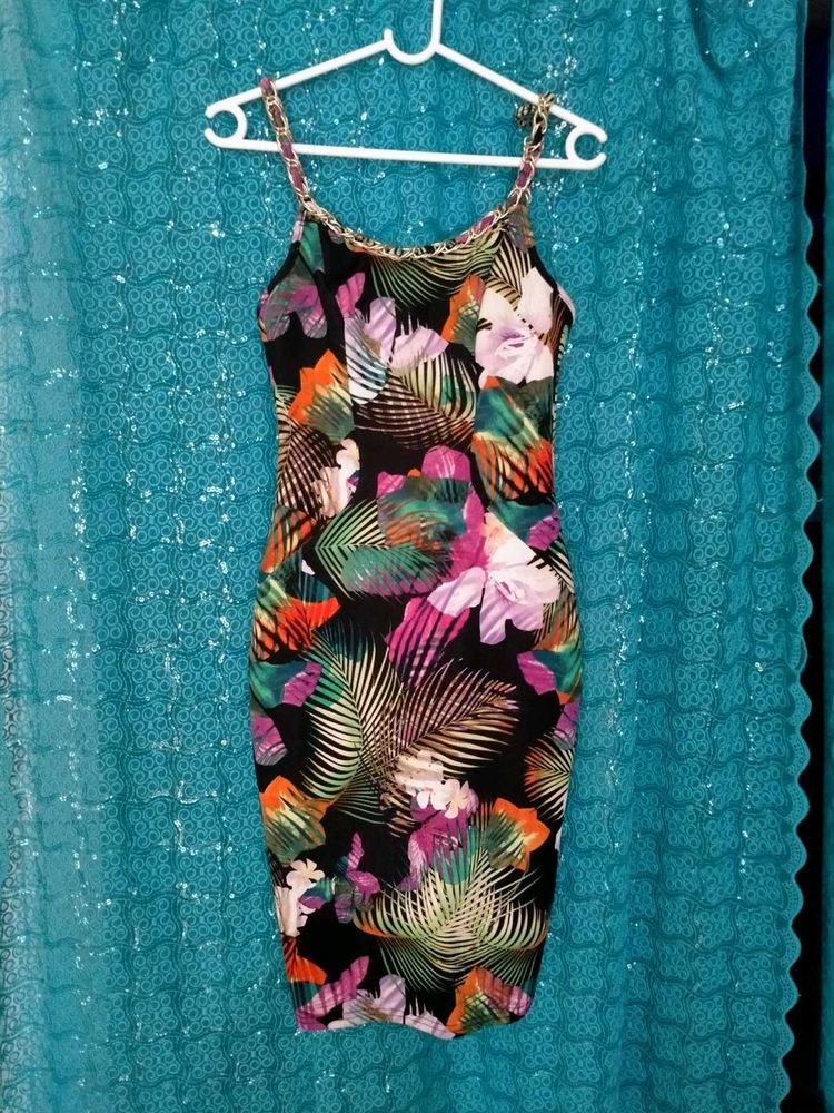 Tropical Print Bodycon Dress