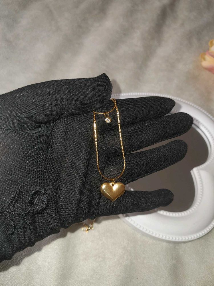 Solitaire &amp; Heart Layered Necklace(anti Tarnish)