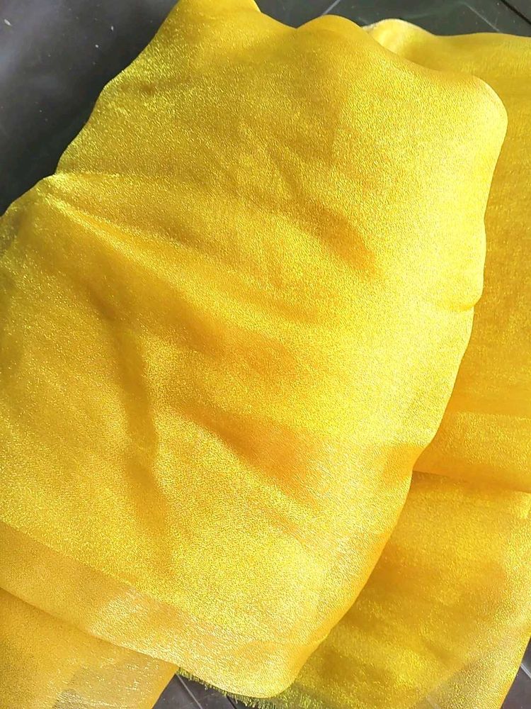 Yellow fandy silk Fabric Material