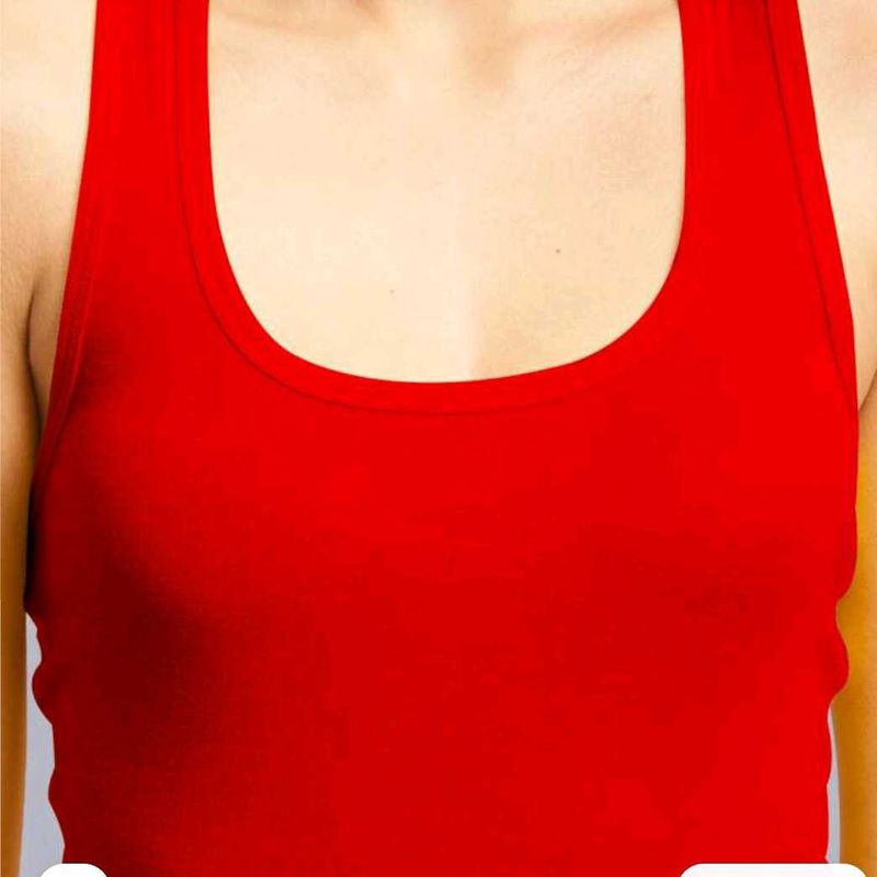 Red Scoop Neck Tank Top For Woman