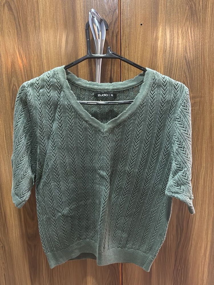 Green Knit Top