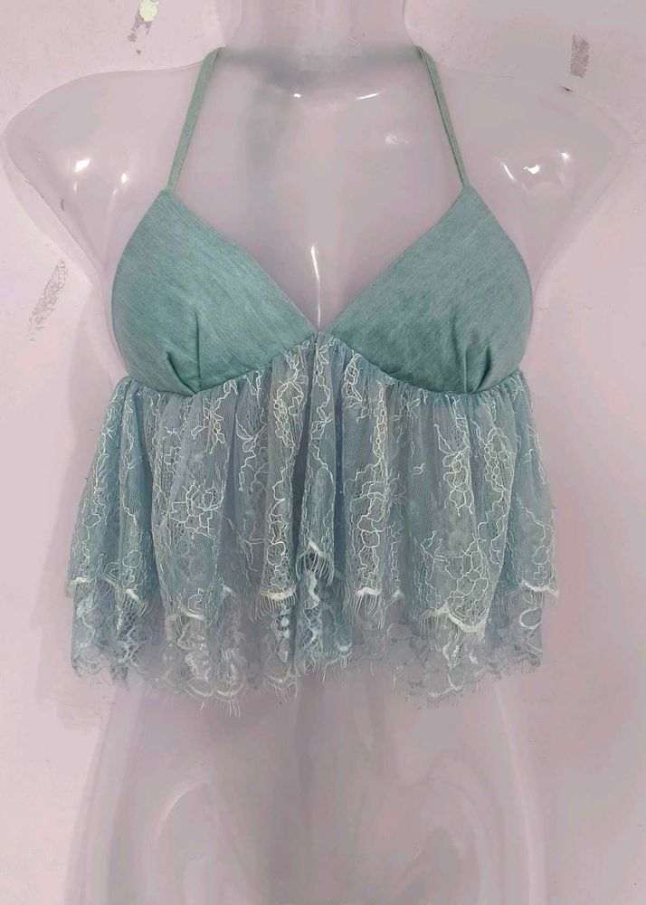 Y2K DENIM AND LACE TOP