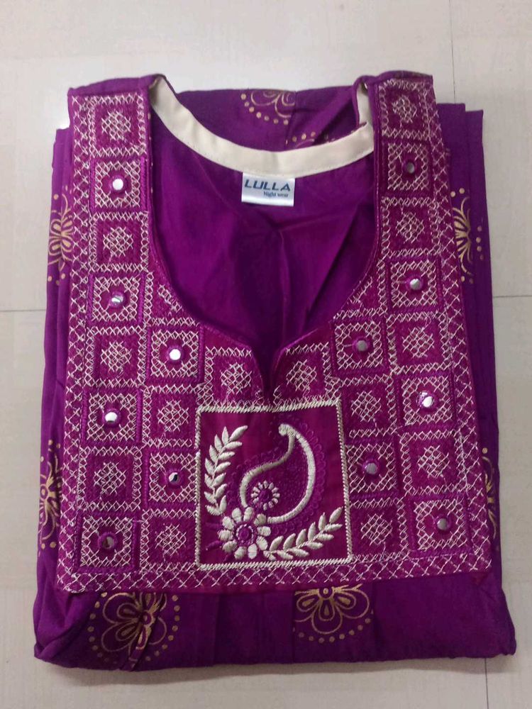 Purple Embroidered Nightgown