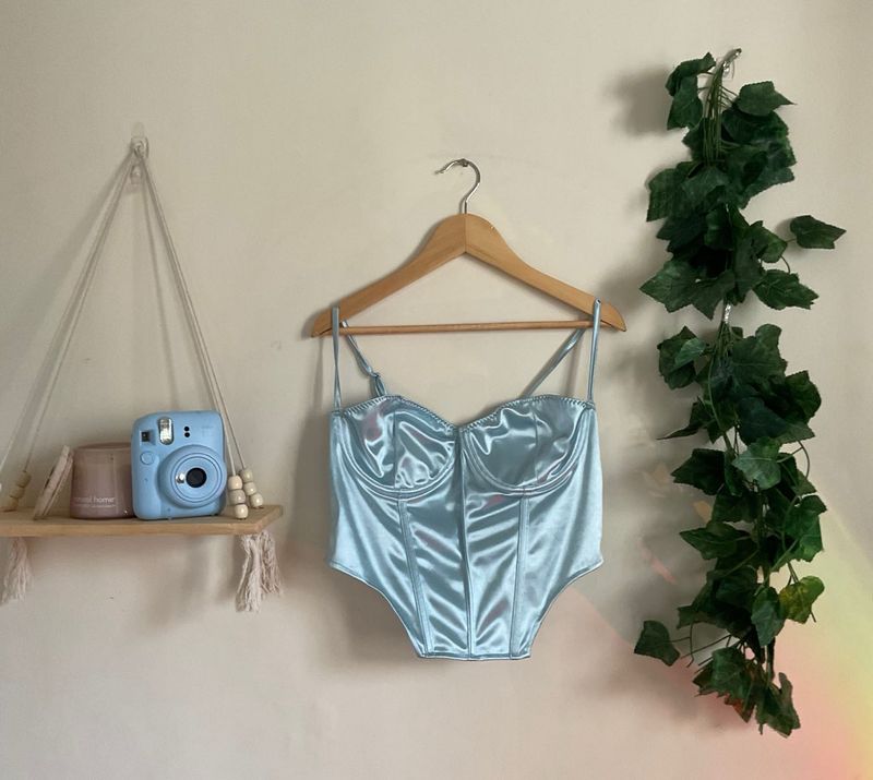 Satin Blue Corset Top🐋🧵