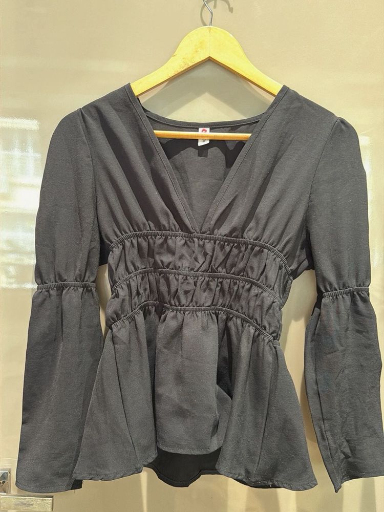 Chic Black Peplum Top