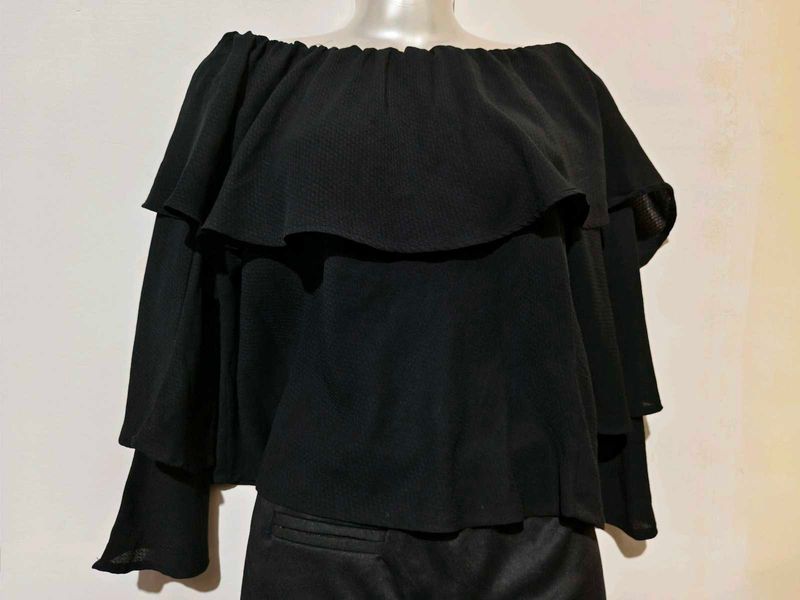 🎄Buy 2, Get 1 Free🎁Black Off-Shoulder Top