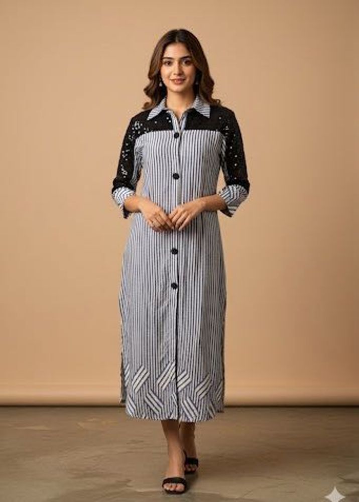 Striped Lace Kurti