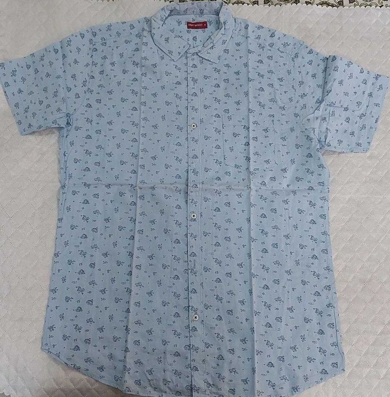 Blue Printed Casual Shirt