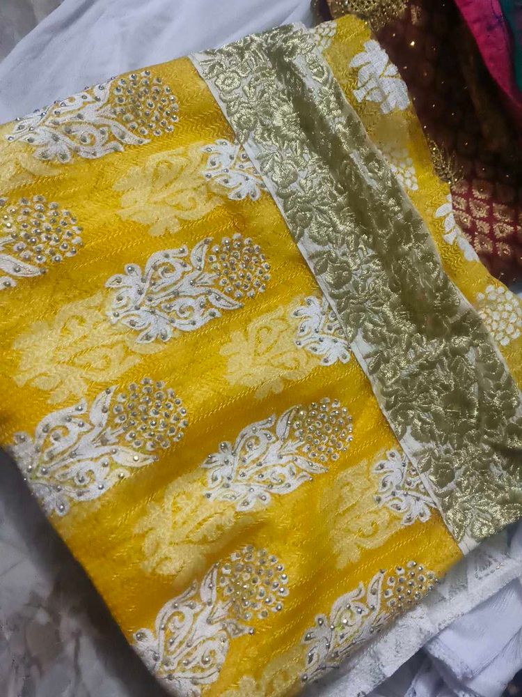 Yellow Embroidered Saree
