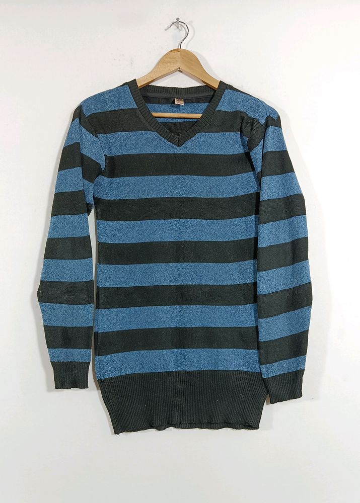 Blue &amp; Black Striped Sweater (Women)