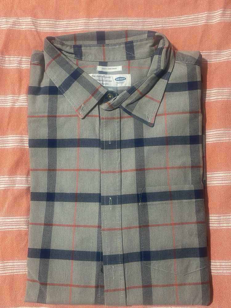 Old Navy Gray Plaid Button-Down Shirt - XXL