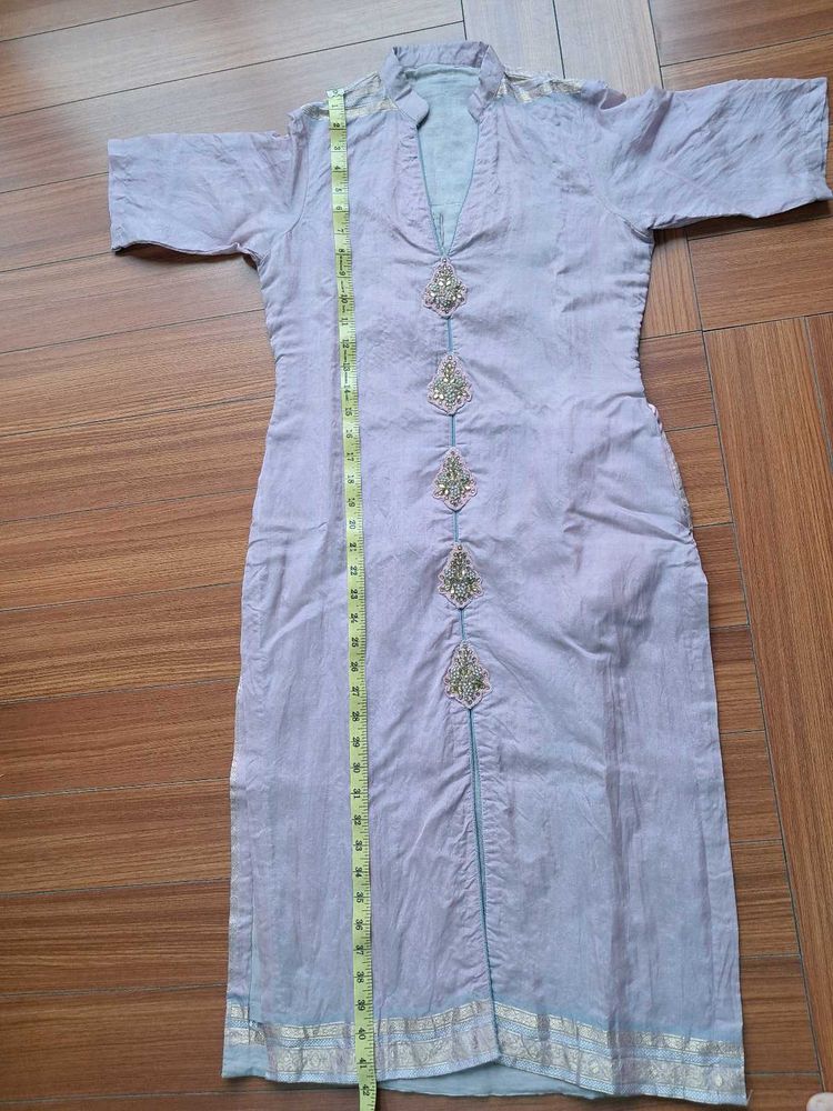 45) Embroidered Collared Kurti Jacket