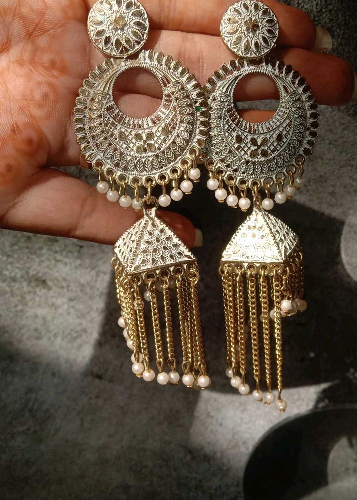 White Long Jhumka