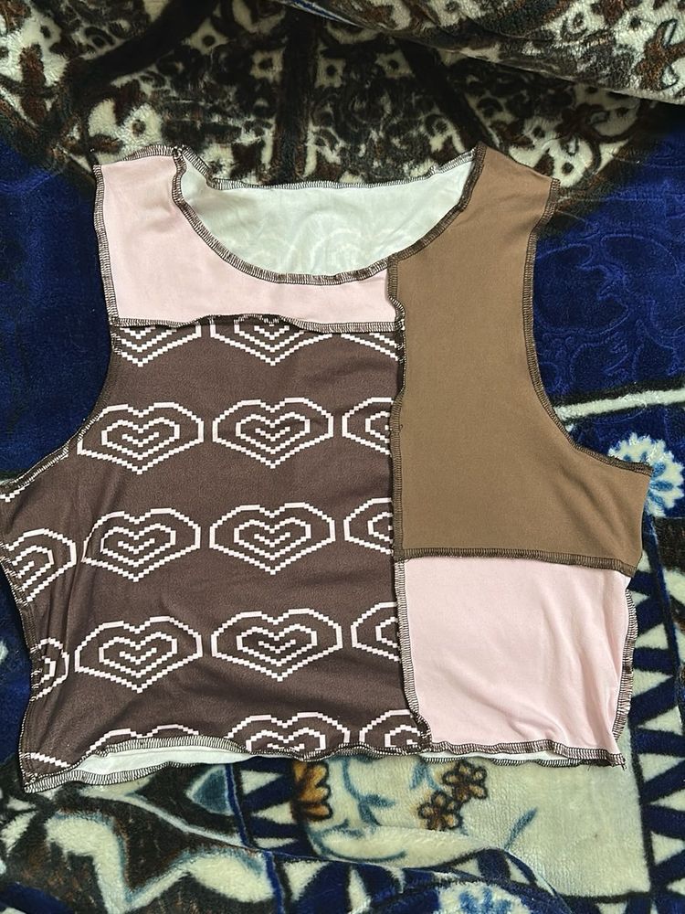 Patchwork Heart Print Top