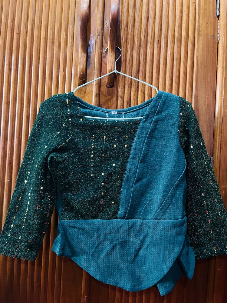 Emerald Green Sequin Party Top