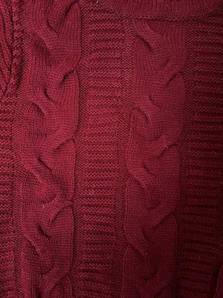 Burgundy Cable Knit Sweater