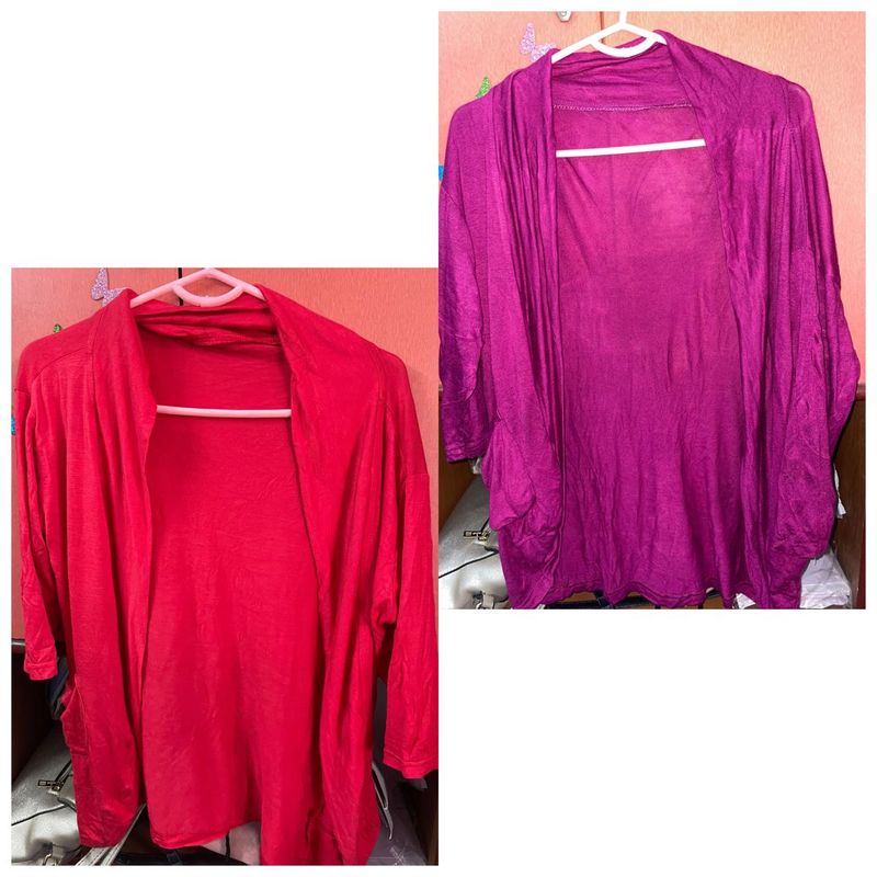 Pack Of Two Red And Purple shrugs XL