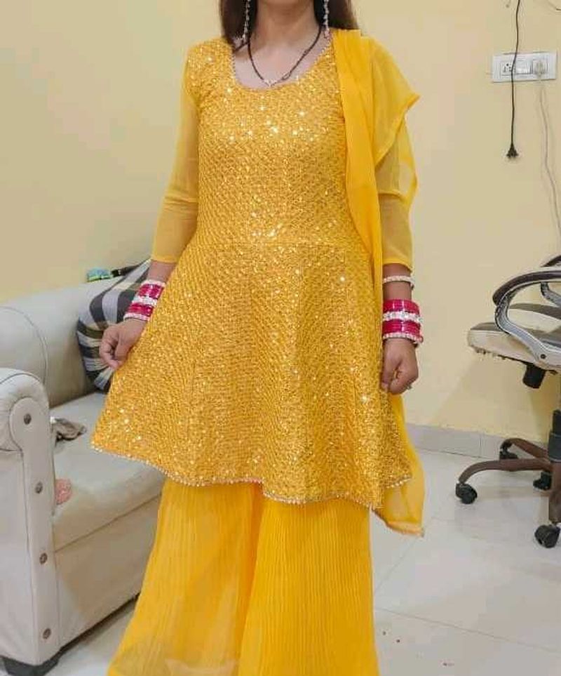 Yellow Sharara Suit