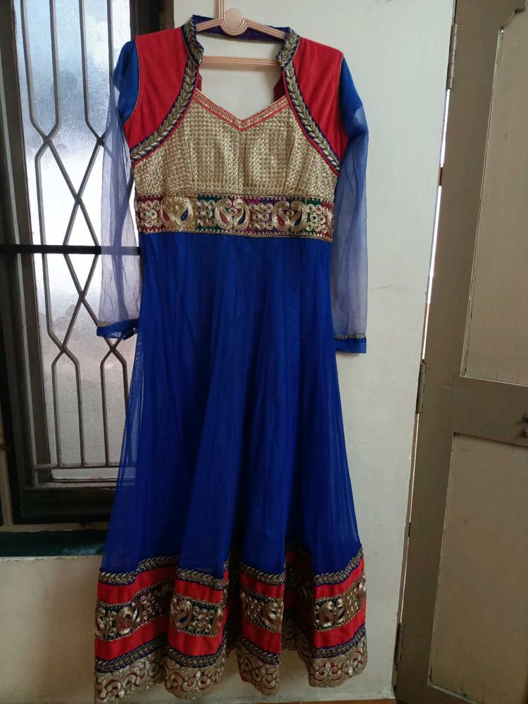 Royal Blue Embroidered Anarkali Dress 💙✨