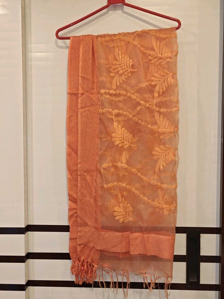 Peach Embroidered Dupatta