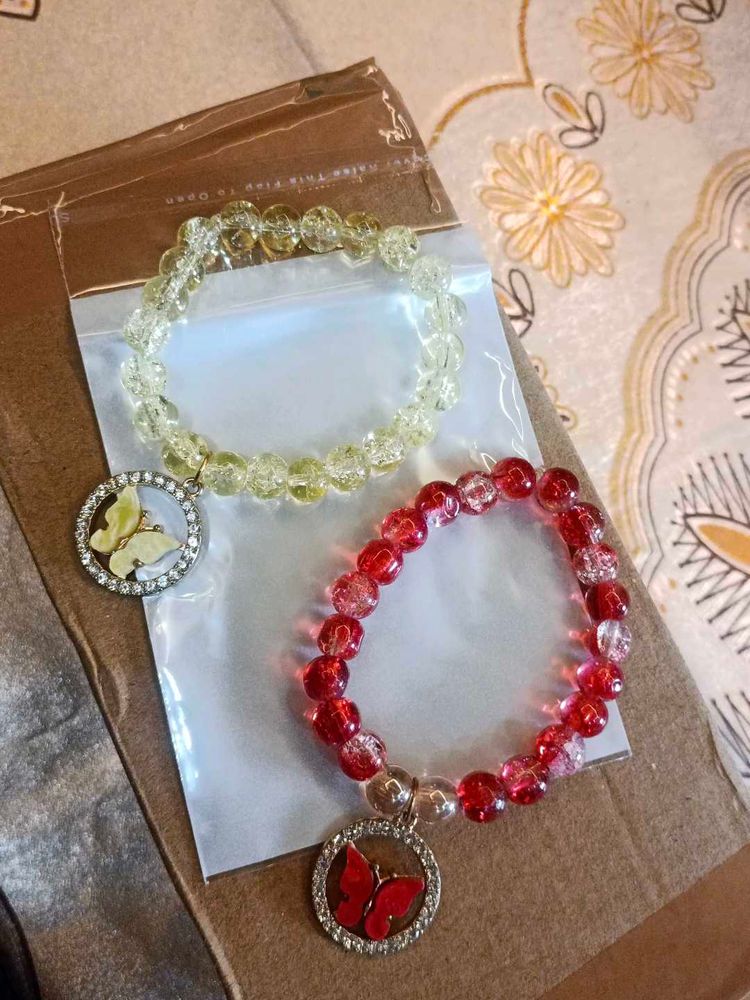 Pack Of 2 Glass Beads Charms Bracelets