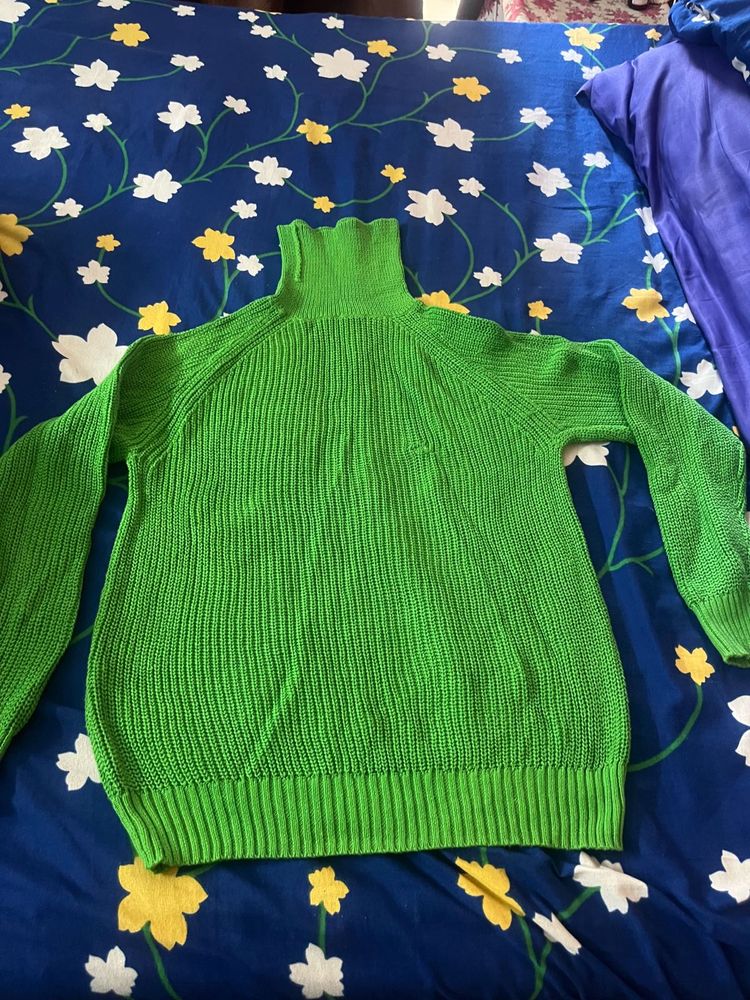 Green Knit Turtleneck Sweater
