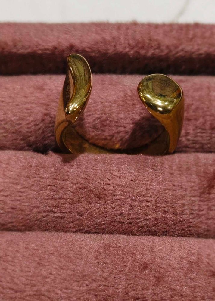Uneven Gold Plated Adjustable Ring