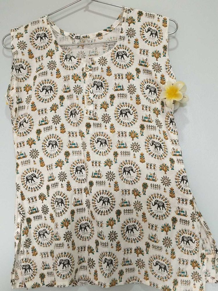 Elephant Print Sleeveless Top