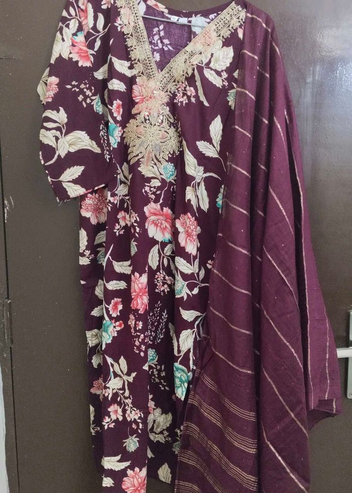 New Unused Cotton Blend ReshamZari Work Suit