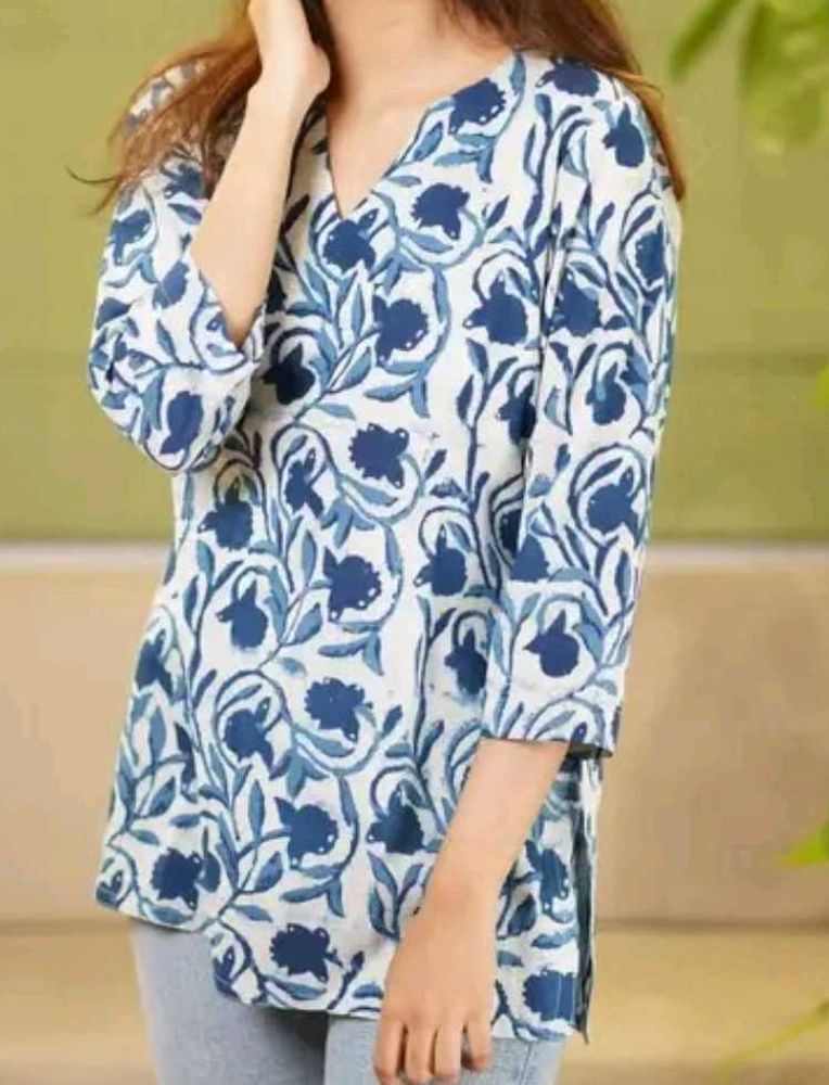 Blue Floral Print Top