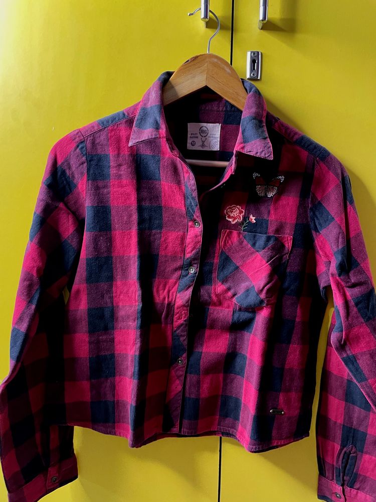Red &amp; Navy Checked Shirt