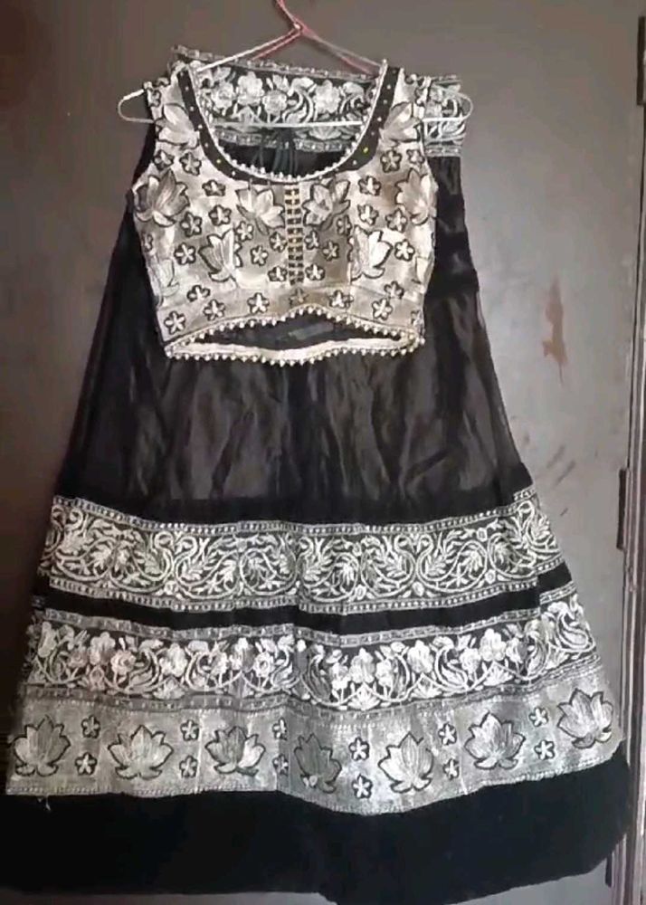Elegant Black &amp; Silver Lehenga