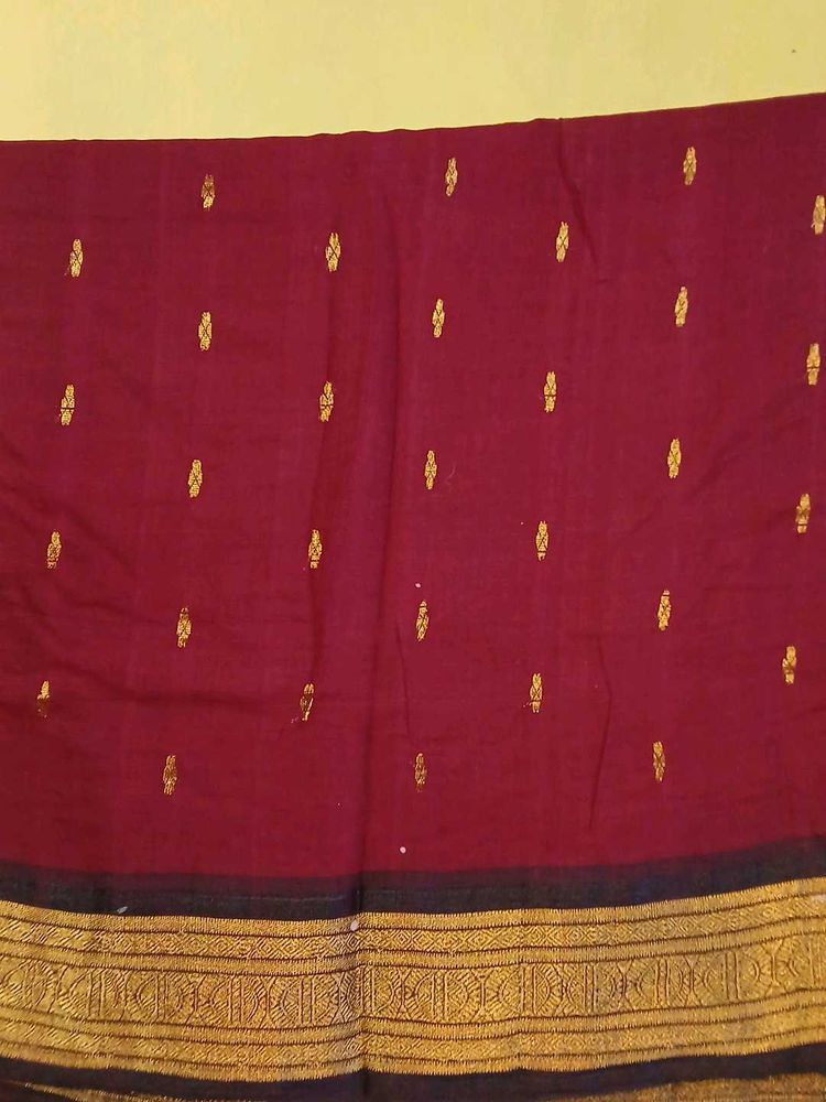 Maroon &amp; Gold Saree