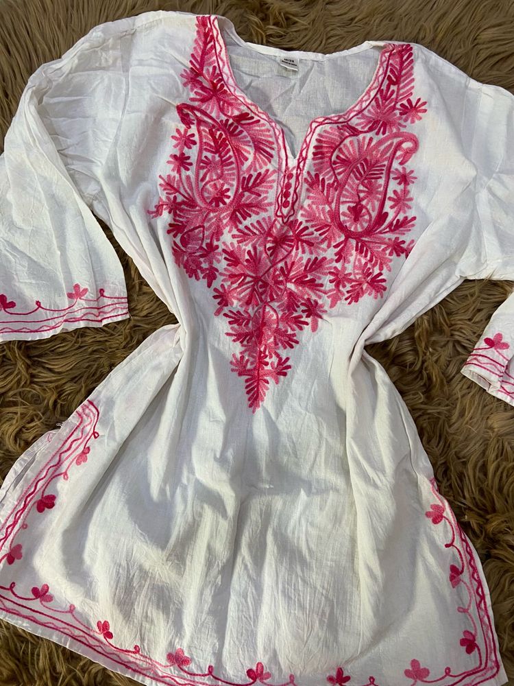 Pure Cotton Embroidered Short Kurti