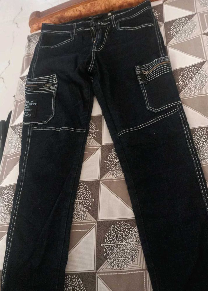 Dark Blue Cargo Jeans