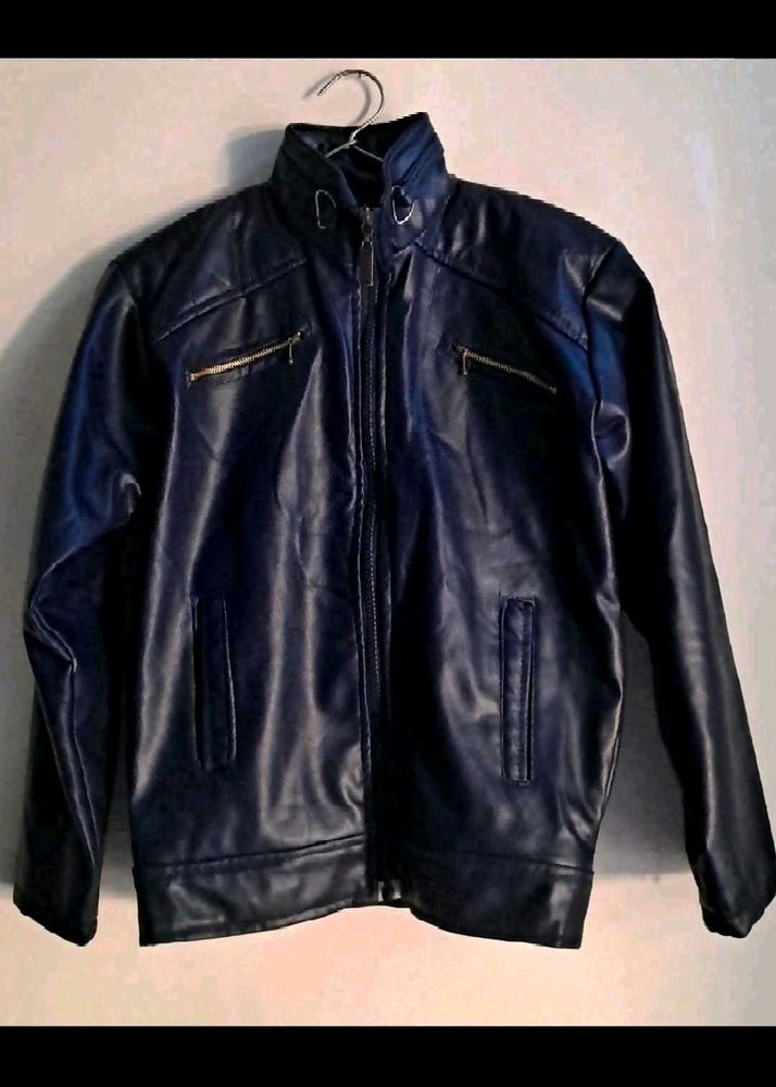 Stylish Blue Leather Jacket ,